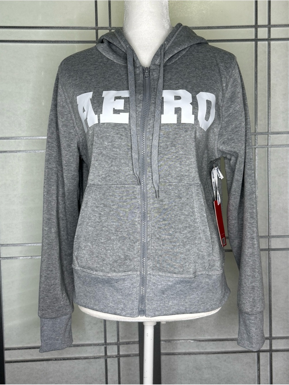 Aeropostale Sport Hoodie Women's L Gray Full Zip Hoodie Sweatshirt